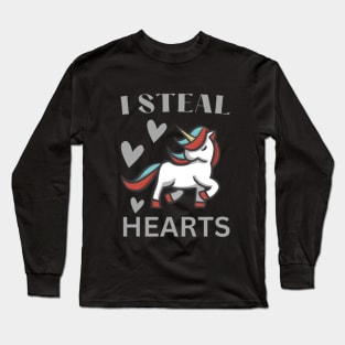 I Steal Hearts Unicorn Long Sleeve T-Shirt